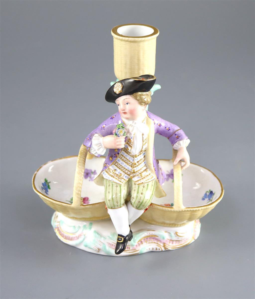 A Meissen figural candlestick, 19th century, 14.5cm high